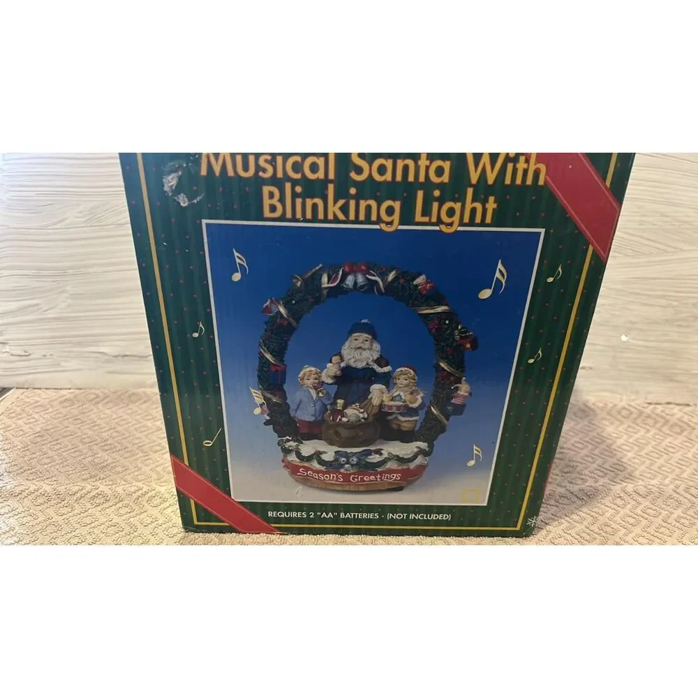 Vintage Santa Under Holy Arch wi5th Christmas Carolers Plays music and light up